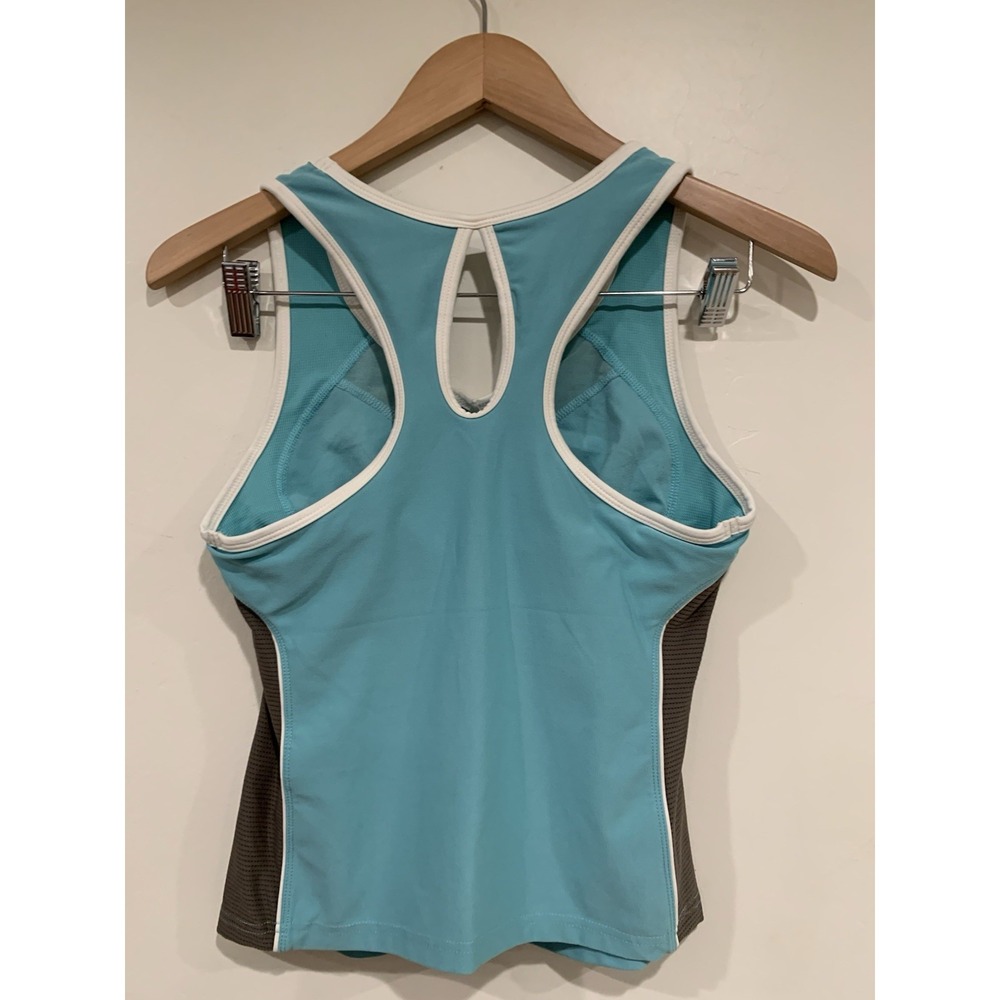 Nike Fit Dry Athletic Tank Top Teal Blue Grey Mesh Panel Racerback Sz M Gorpcore - Picture 3 of 8